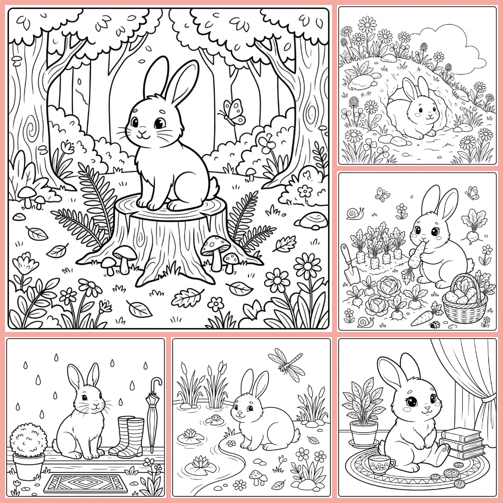 Rabbit coloring page collection cover