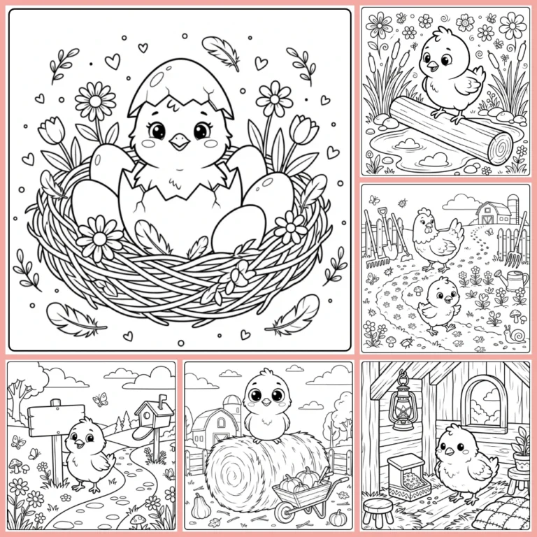 Chick coloring page collection cover