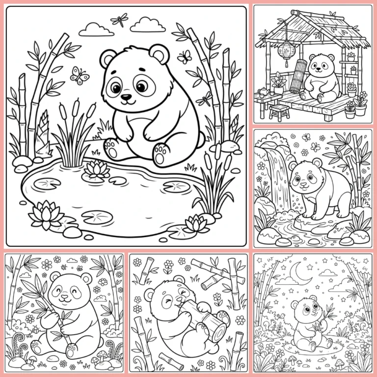 Panda coloring page collection cover