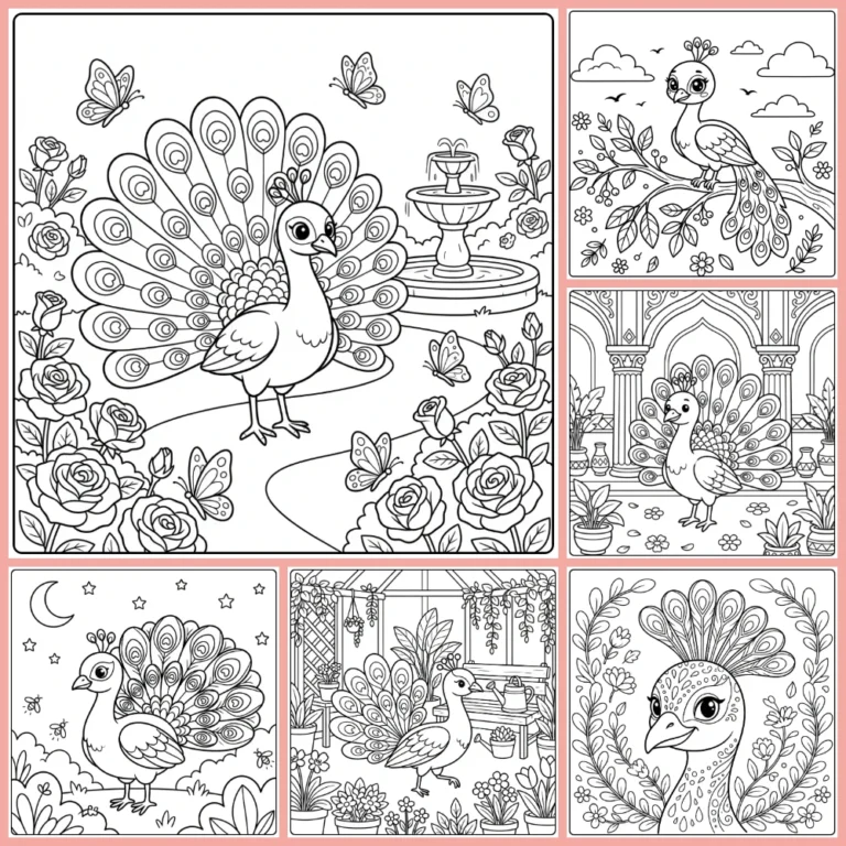 Peacock coloring page collection cover