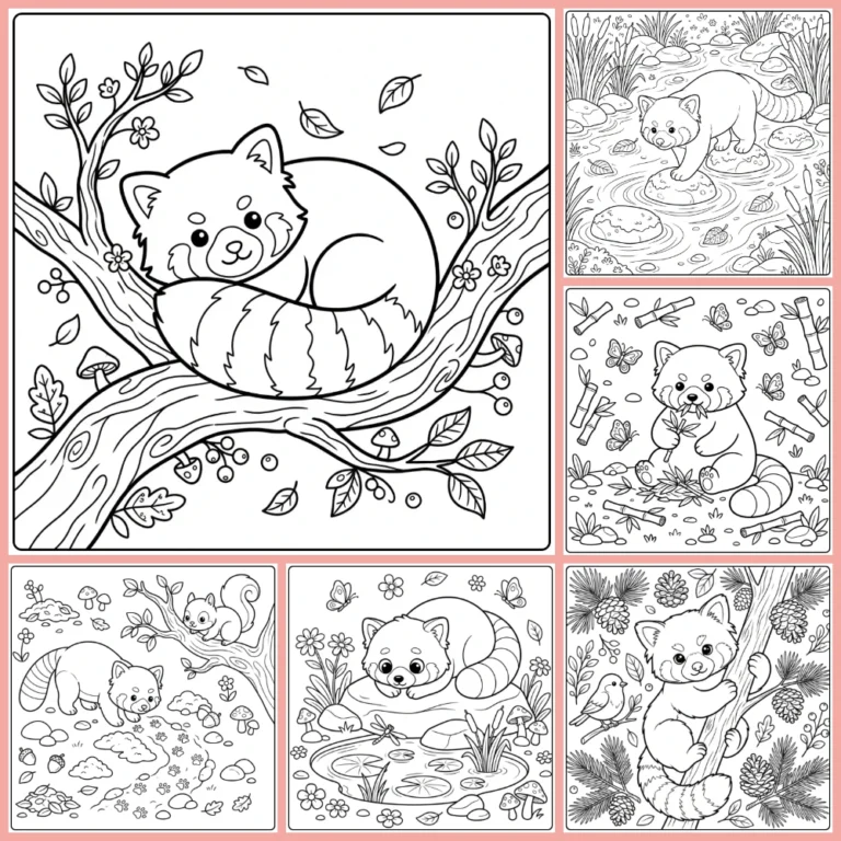 Red panda coloring page collection cover