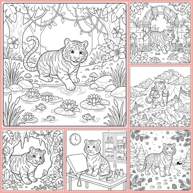 Tiger coloring page collection cover