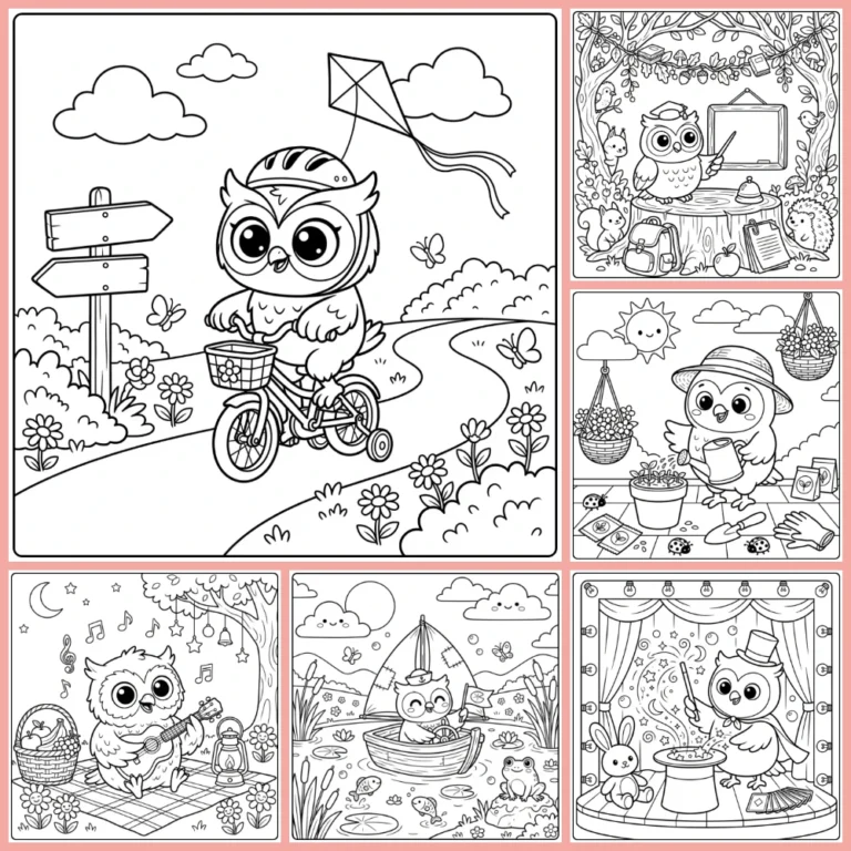 Owl coloring page collection cover