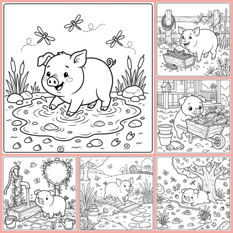 Pig coloring page collection cover