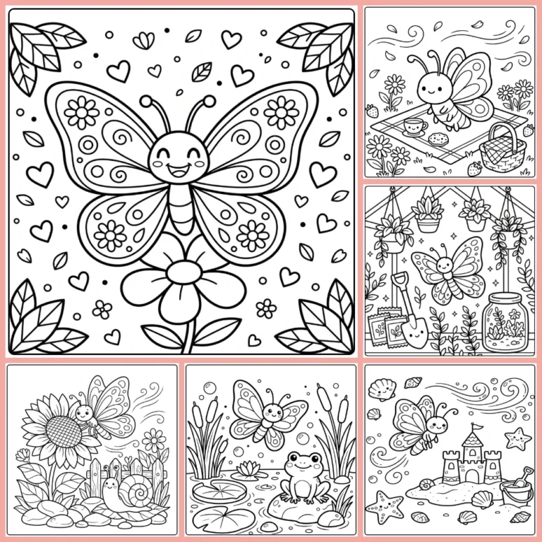 Butterfly coloring page collection cover
