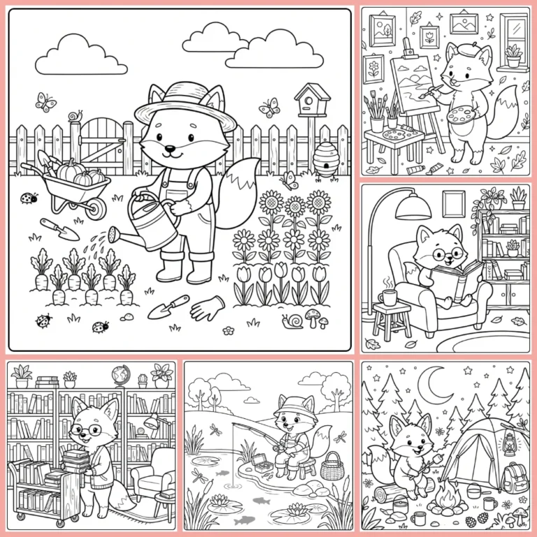 Fox coloring page collection cover