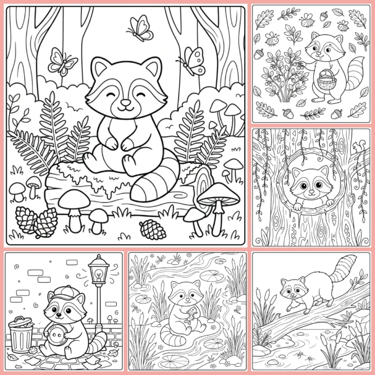 Raccoon coloring page collection cover