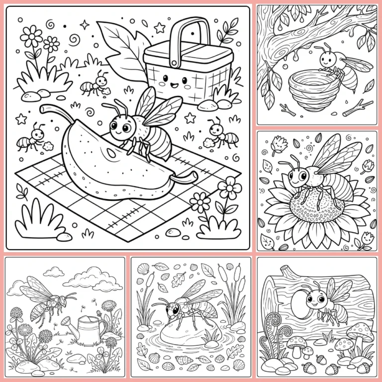 Wasp coloring page collection cover