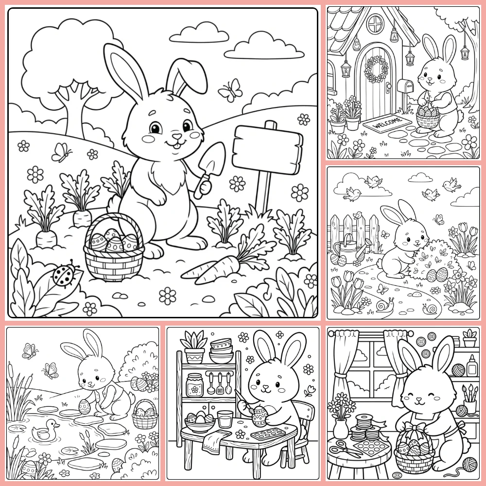 Easter Bunny coloring page collection cover