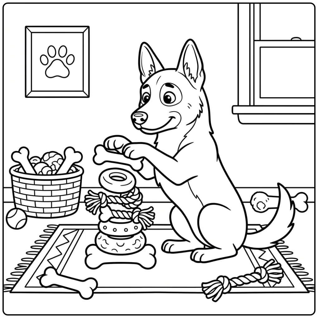 Belgian Malinois Building a Tall Tower coloring page