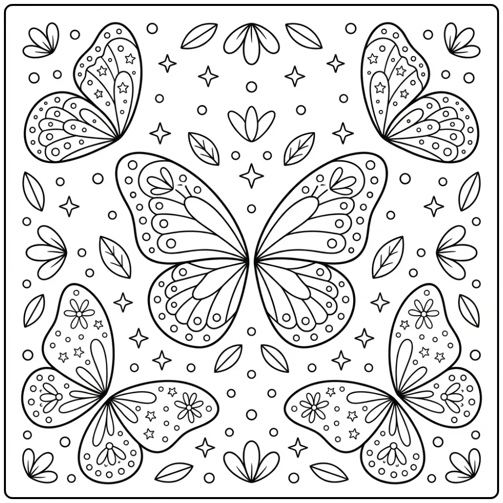 Butterfly wings coloring page with patterns