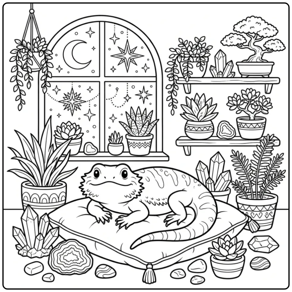 Adult bearded dragon coloring page by moonlight