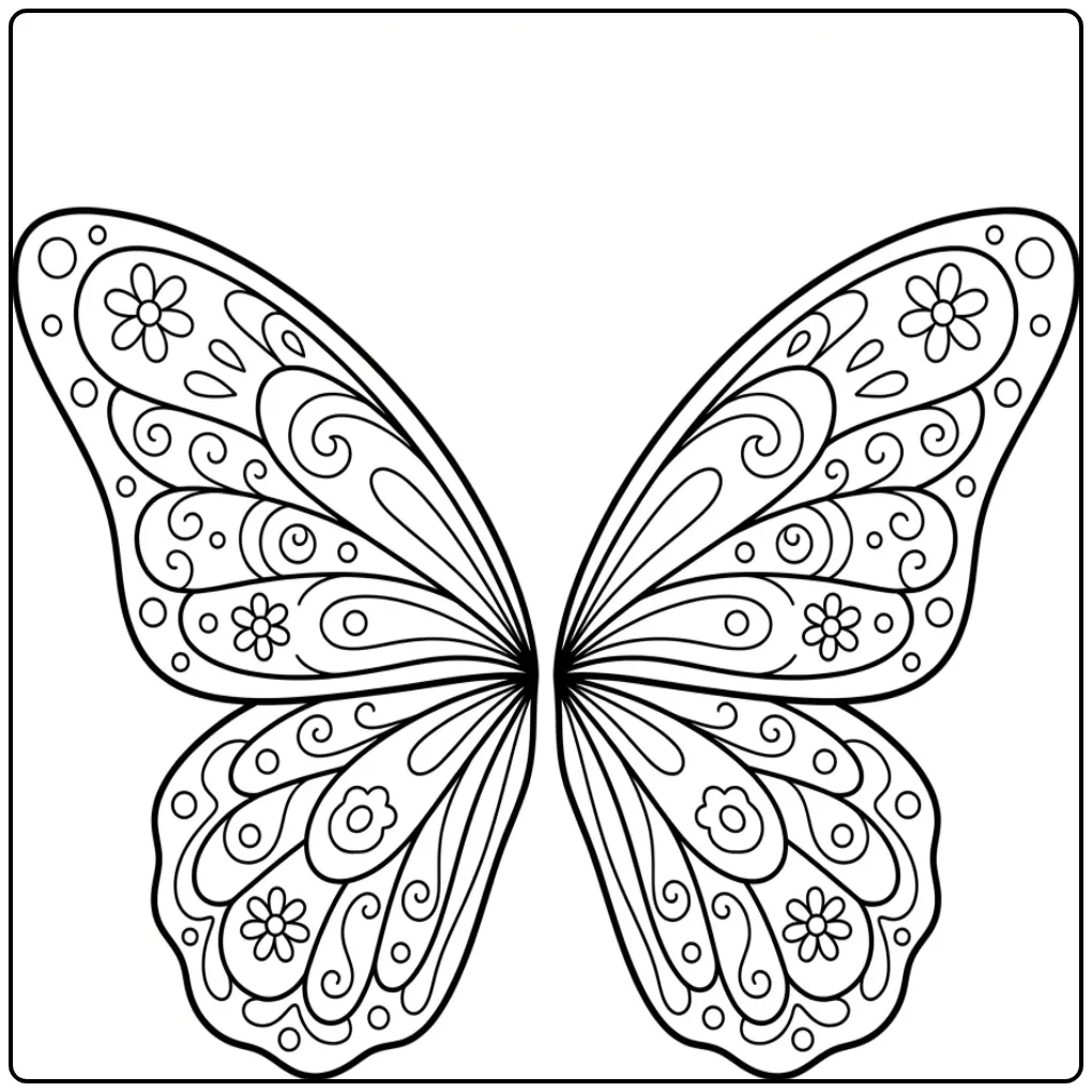 Butterfly wings coloring page on a berry branch
