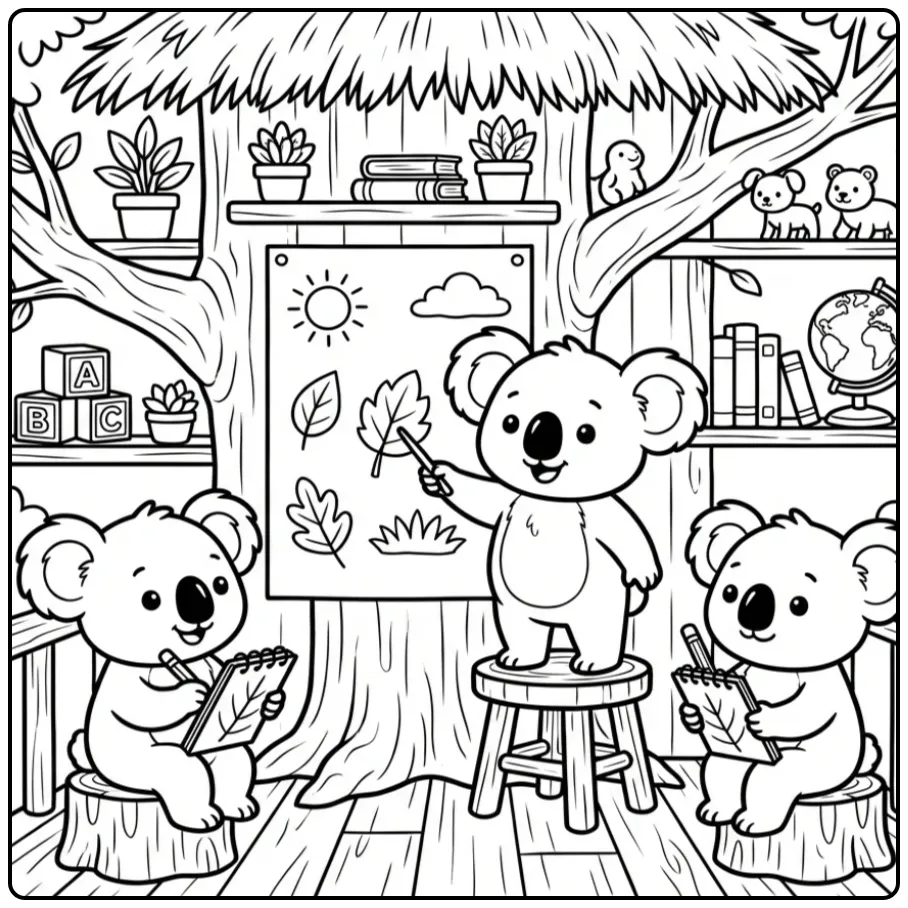 Koala bears coloring page learning about nature