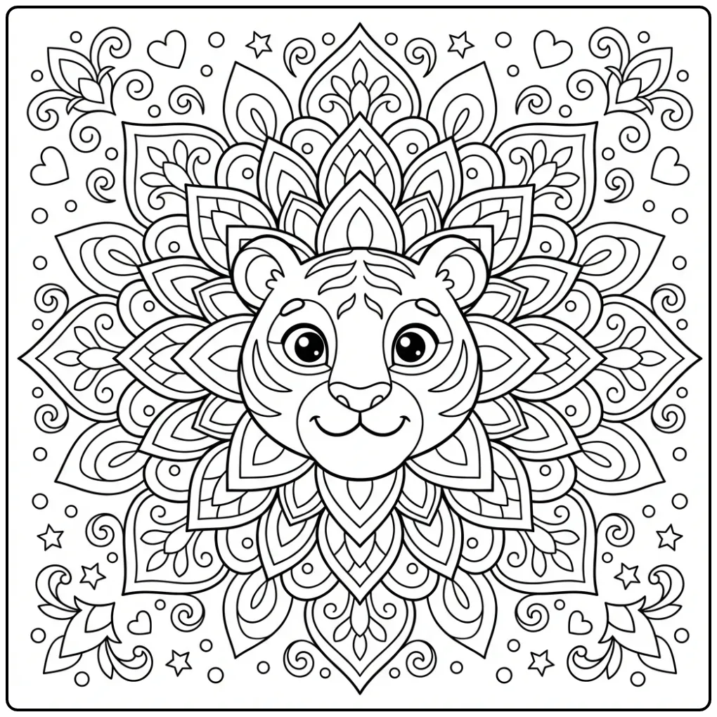 Mandala tiger coloring page for relaxation