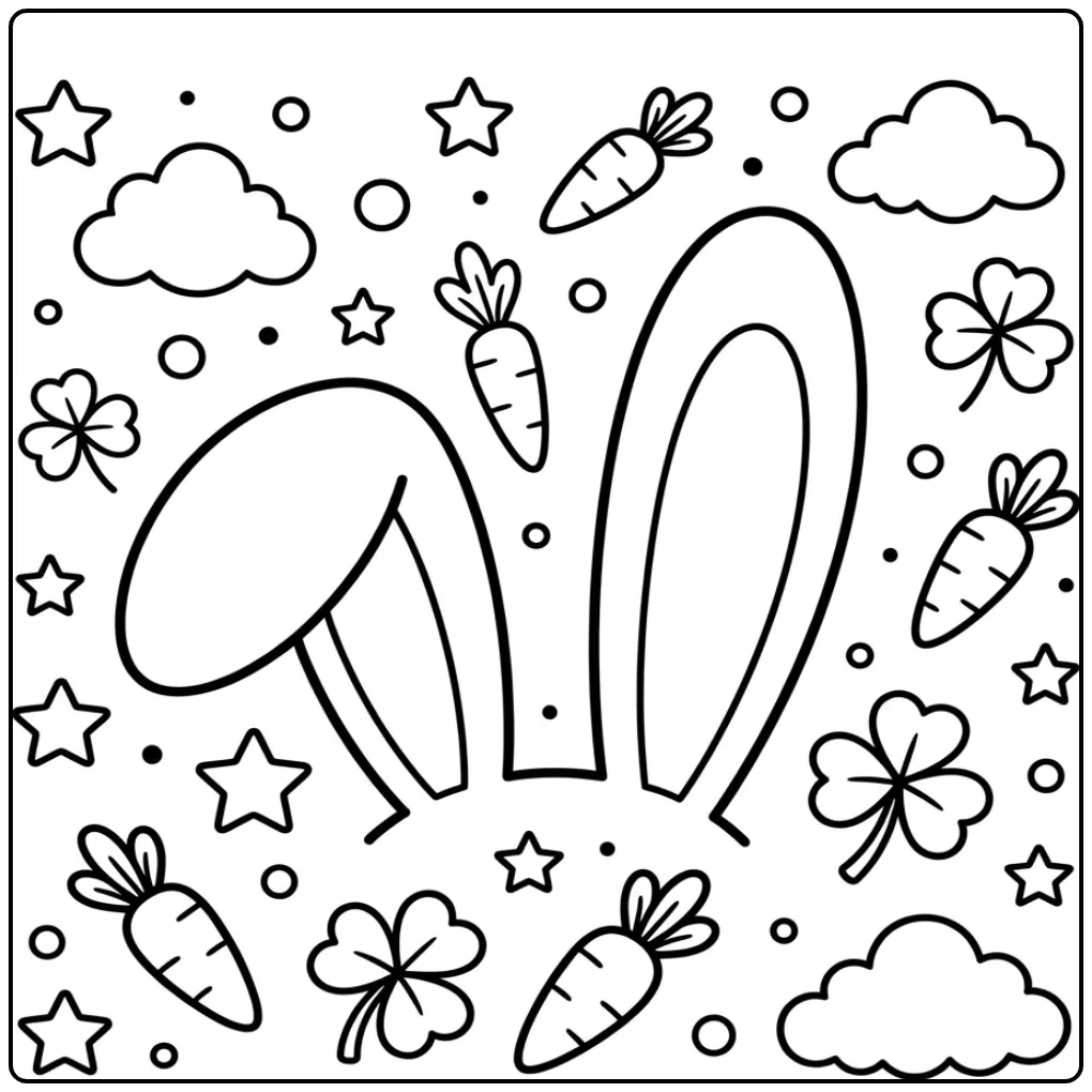 Rabbit ears coloring page with a listening rabbit