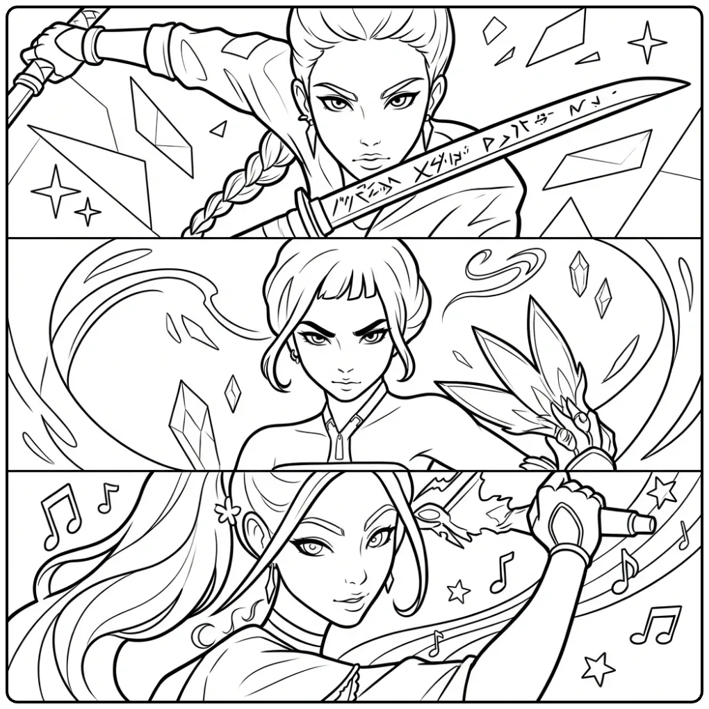 Action-packed KPop Demon Hunters to coloring page