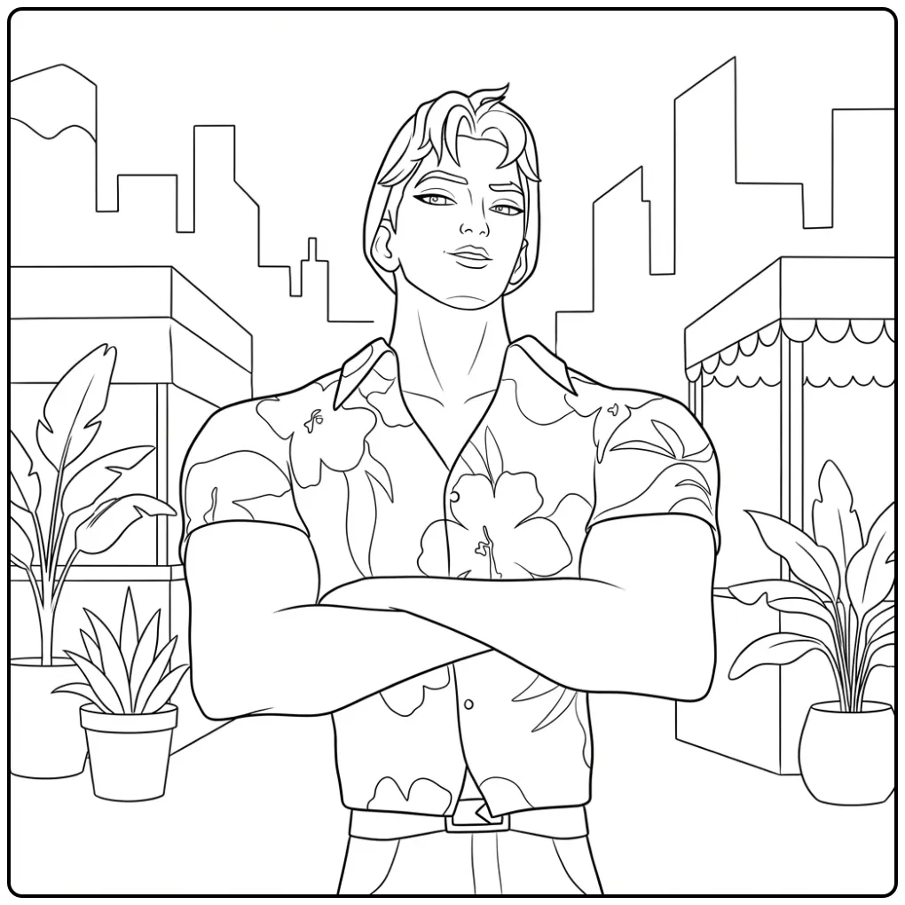 Cool KPop Demon Hunters Abby Saja Man in the City coloring page