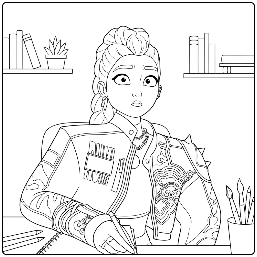 Download the KPop Demon Hunters Rumi coloring page