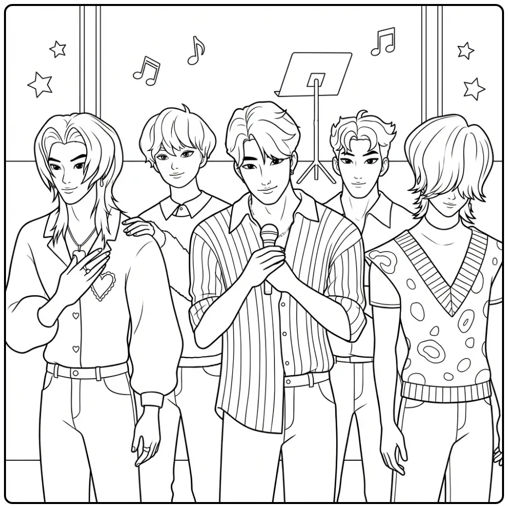 Download the KPop Demon Hunters Saja Boys coloring page