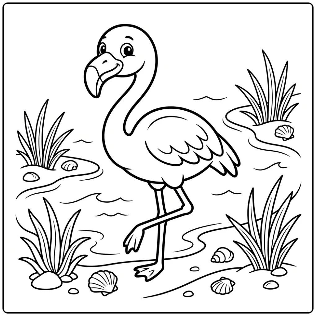 Easy Flamingo coloring page