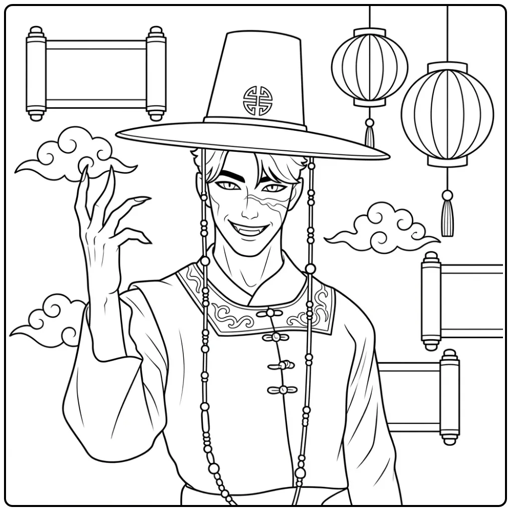 Cool Jinu from KPop Demon Hunters coloring page