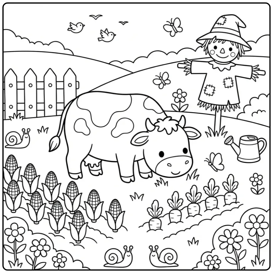 Farm Cows in the Meadow coloring page