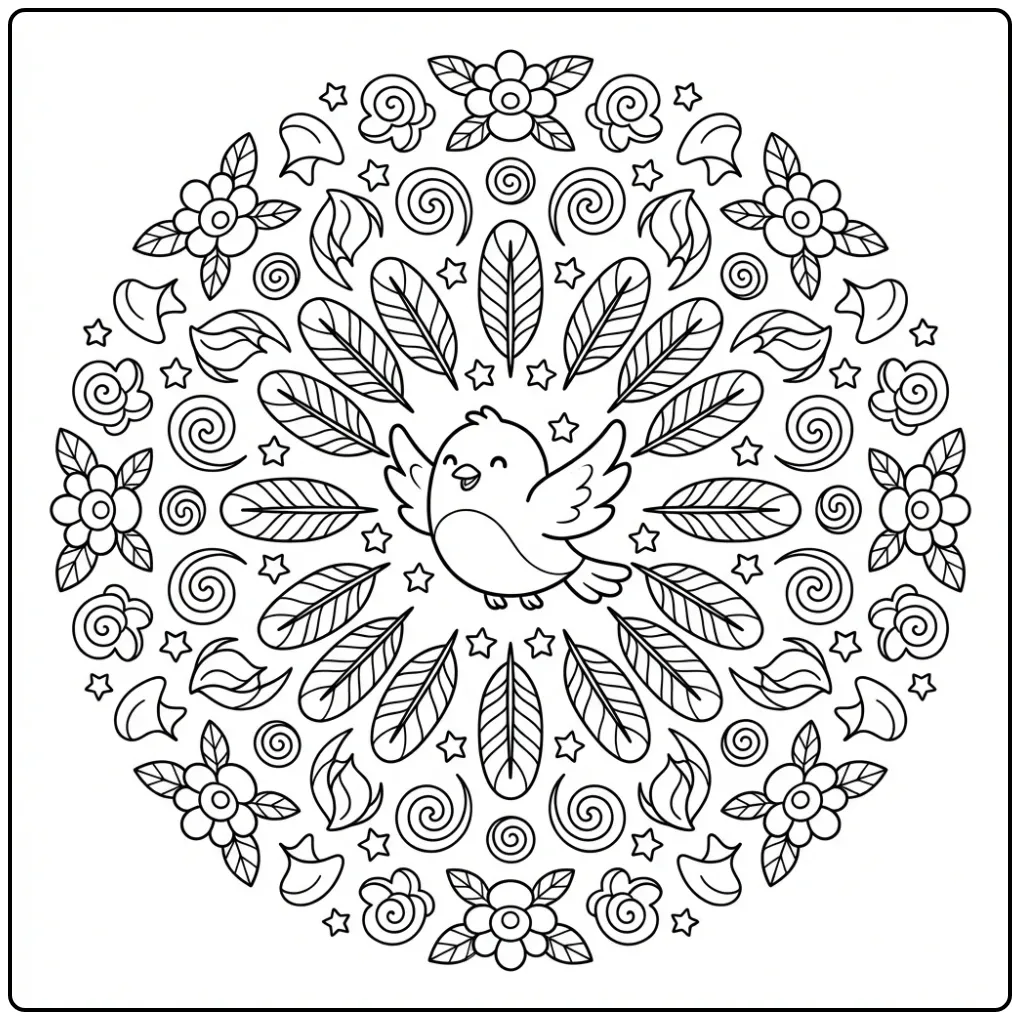 Download This Cute Mandala Bird Now coloring page