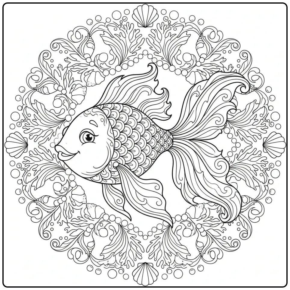 Elegant Mandala Fish Adults coloring page