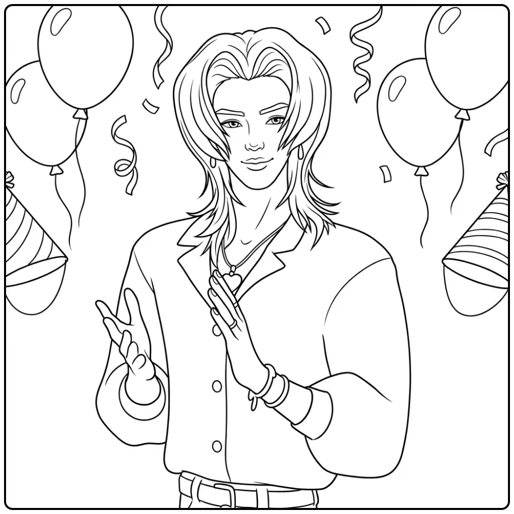 Festive KPop Demon Hunters Romance coloring page