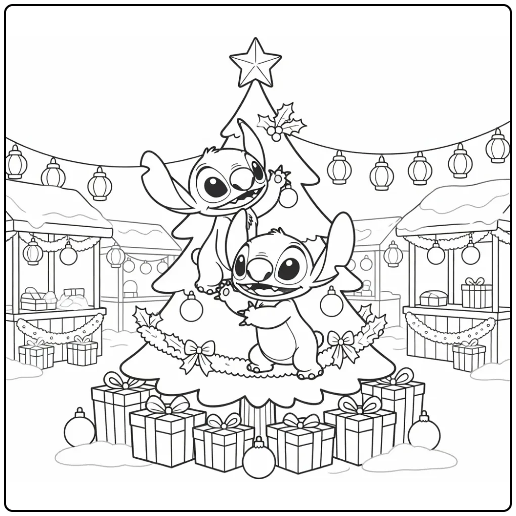 Festive Stitch Christmas on the Square coloring page