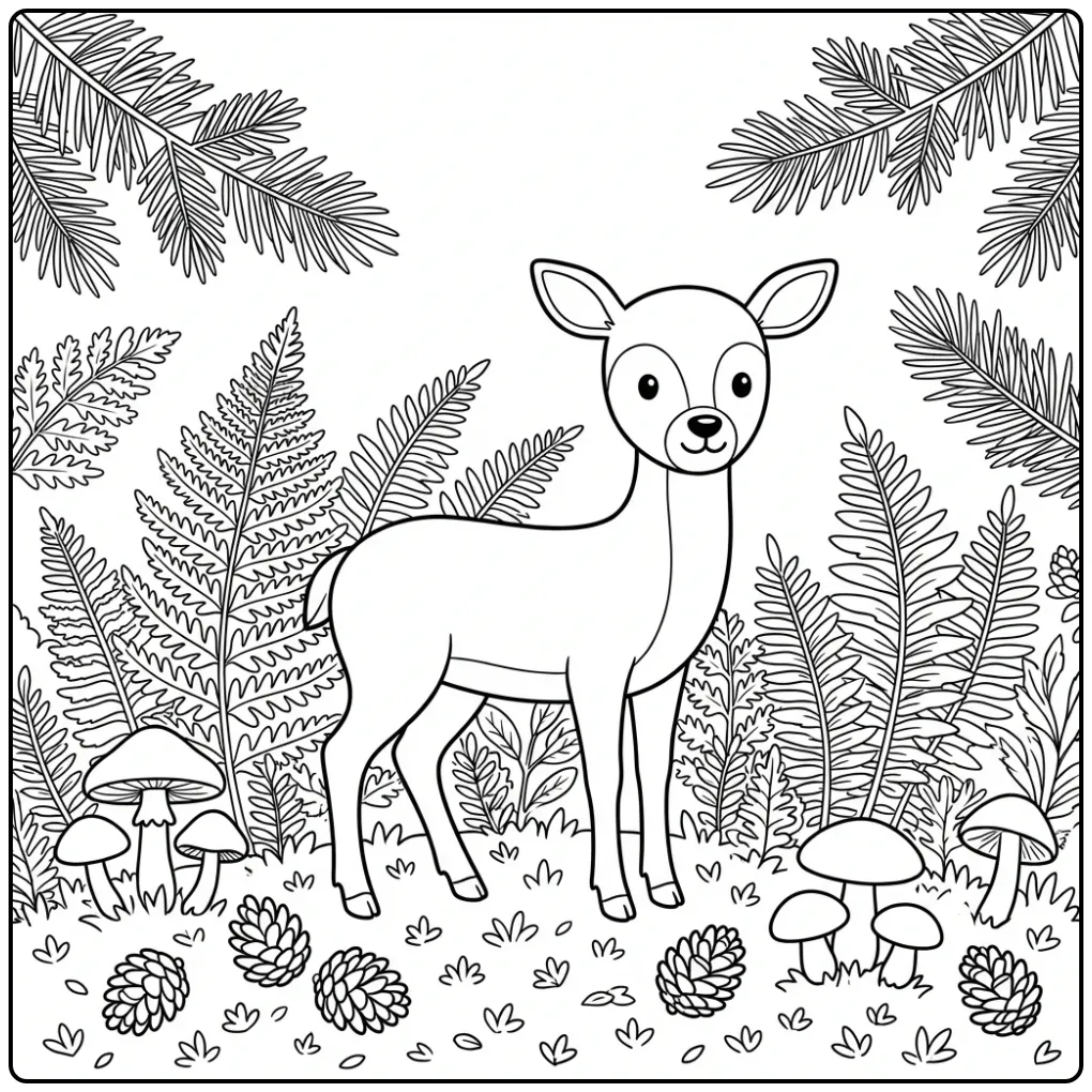 Detailed Deer in the Forest coloring page