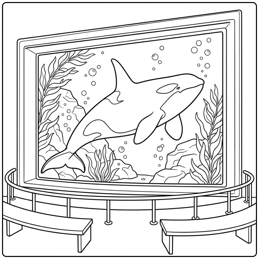 Detailed Orca in a Public Aquarium coloring page