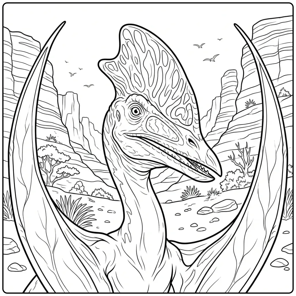Detailed Pterodactylus by Rock Walls coloring page