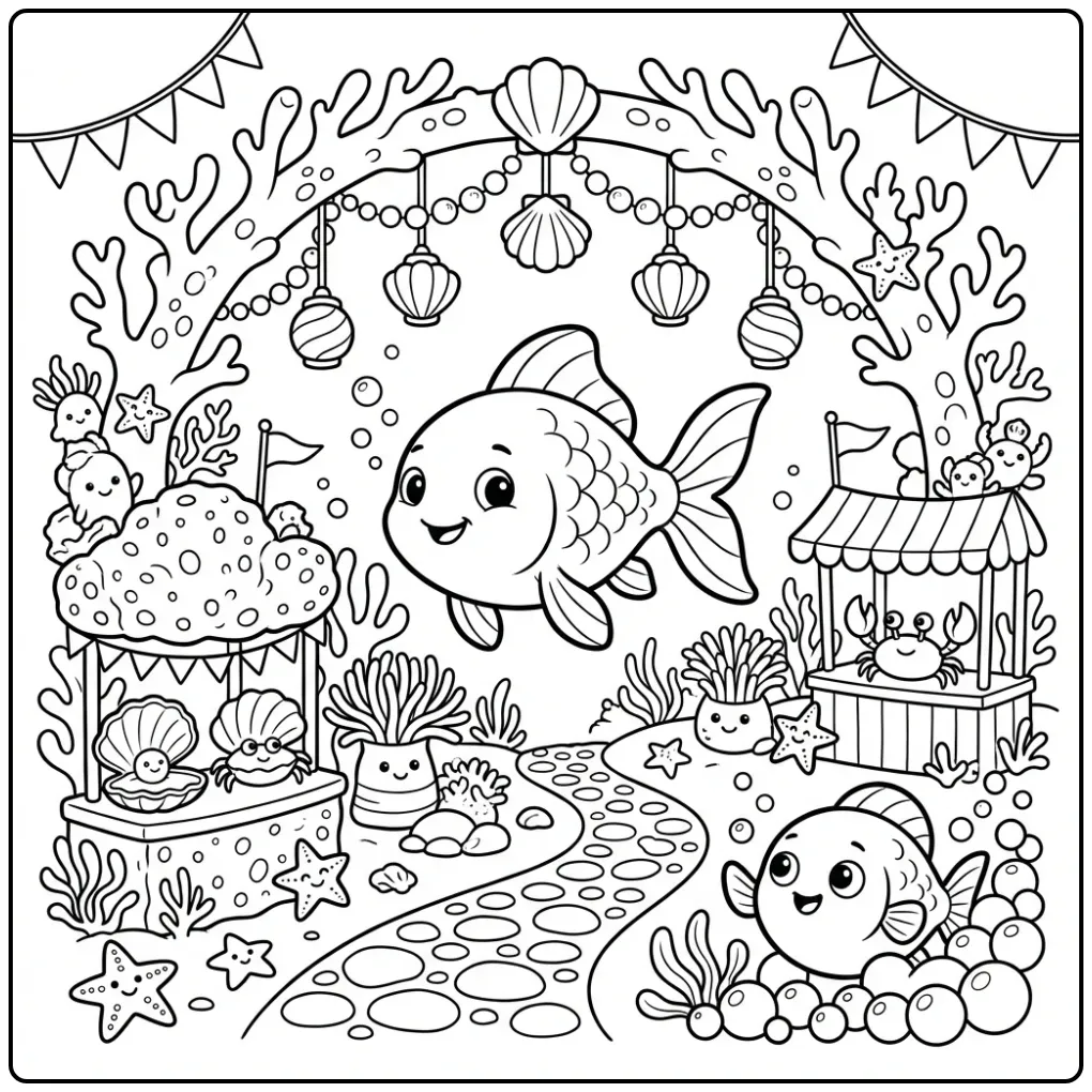 Goldfish Festive Kermis in the Sea coloring page