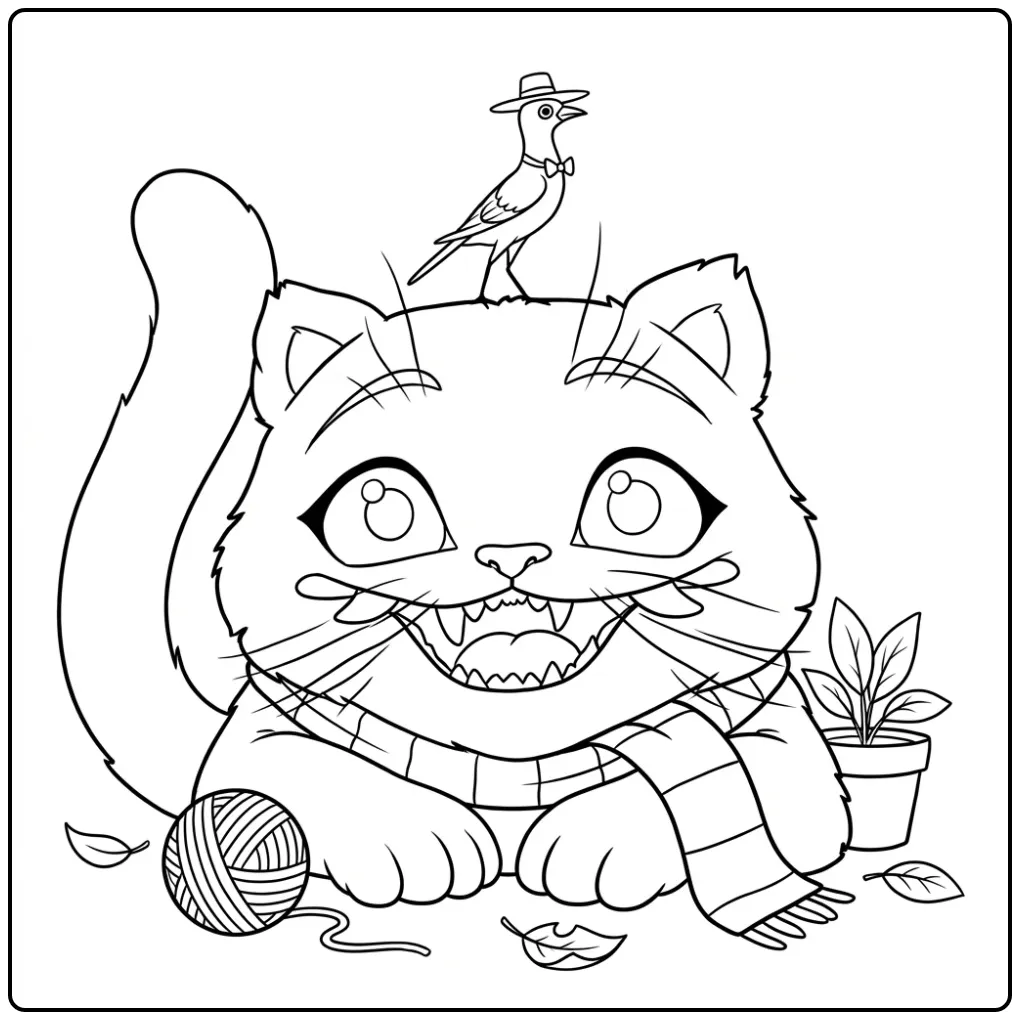 Funny Cat KPop Demon Hunters Derpy coloring page