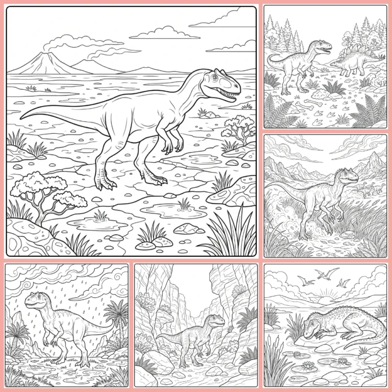Allosaurus coloring page collection cover