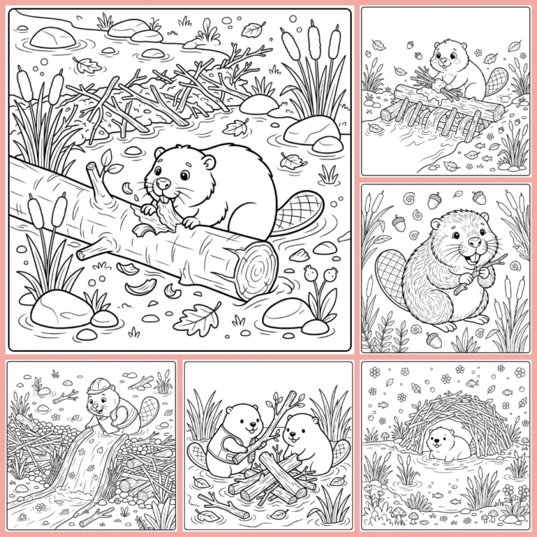 Beaver coloring page collection cover
