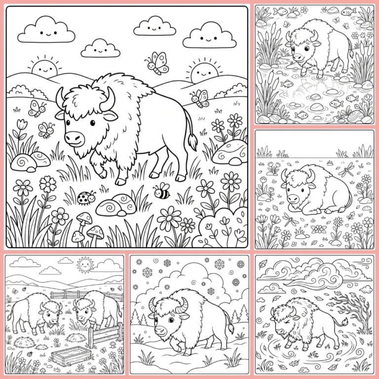 Bison coloring page collection cover