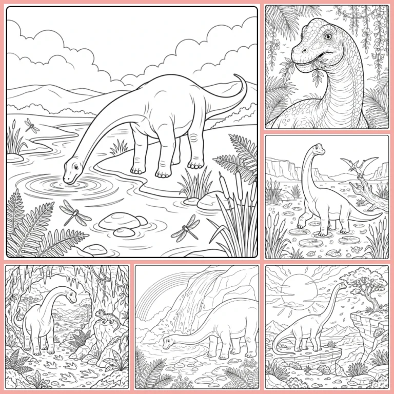 Brachiosaurus coloring page collection cover