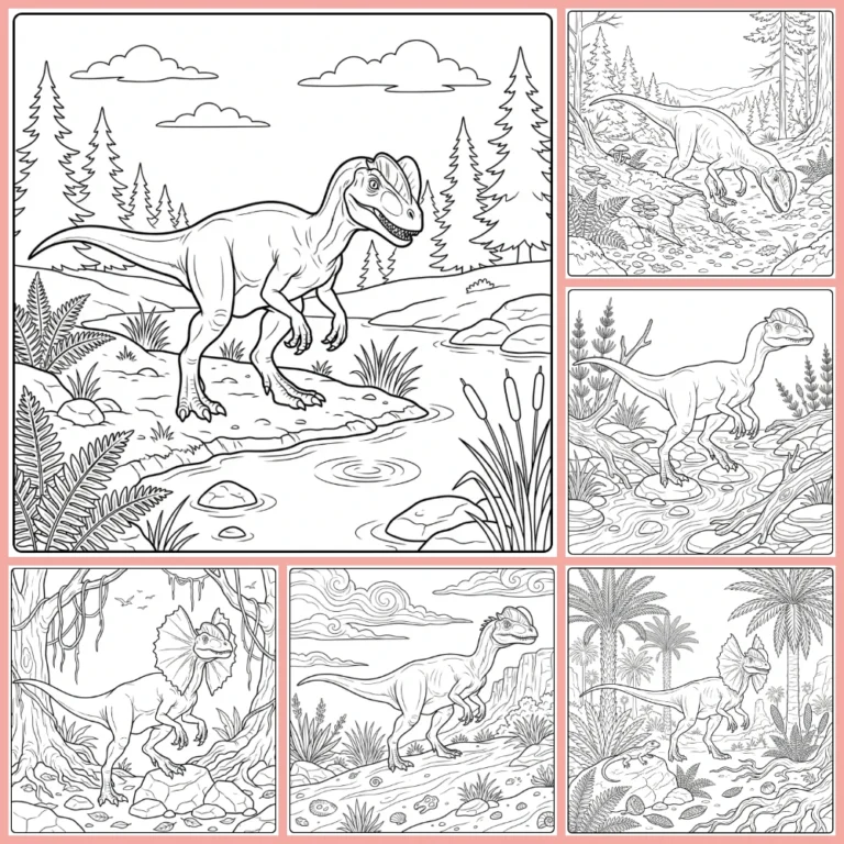 Dilophosaurus coloring page collection cover