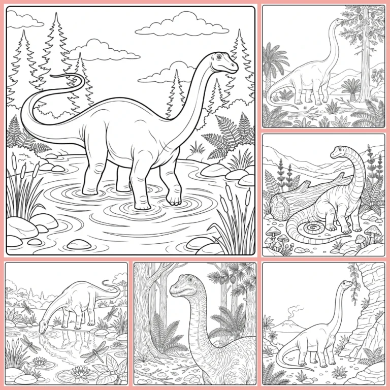 Diplodocus coloring page collection cover