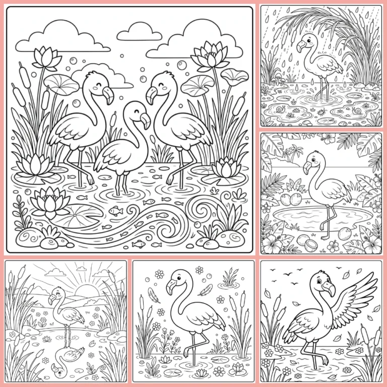 Flamingo coloring page collection cover