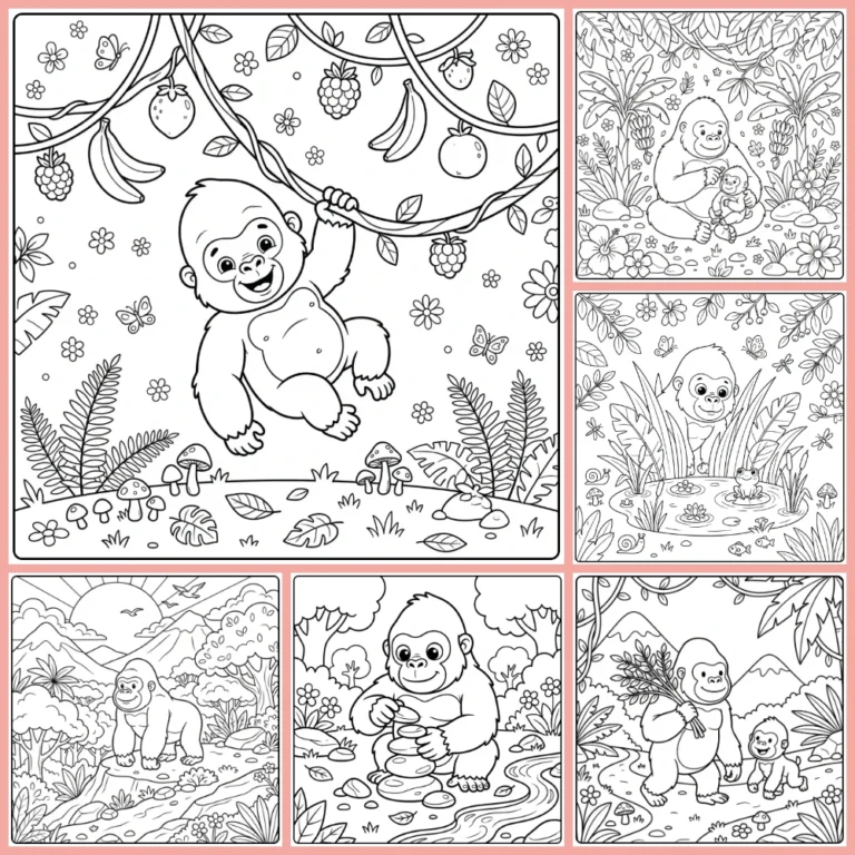Gorilla coloring page collection cover