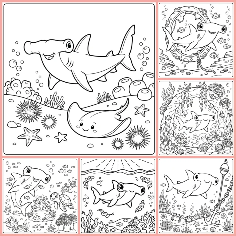 Hammerhead shark coloring page collection cover