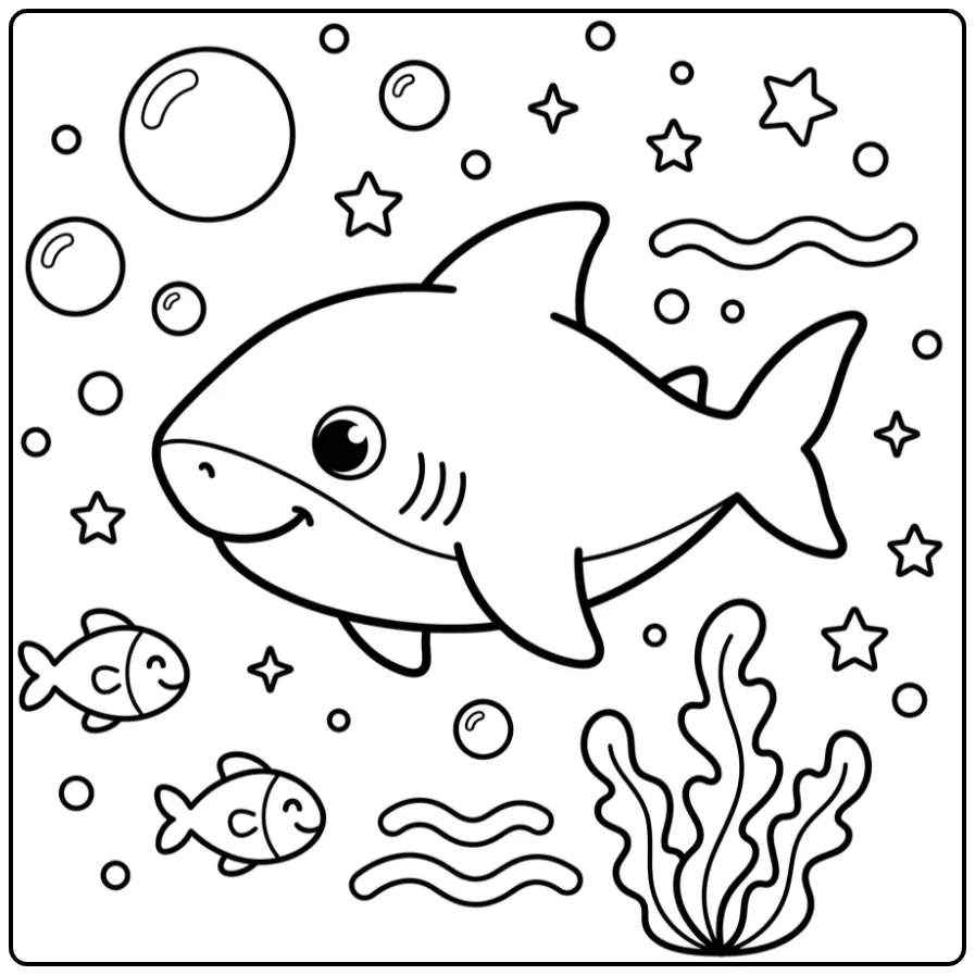 Shark Easy Print for Young Children coloring page