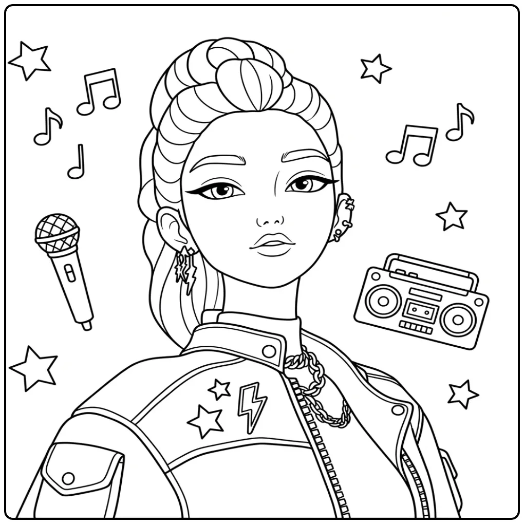 KPop Demon Hunters Rumi for Fans coloring page