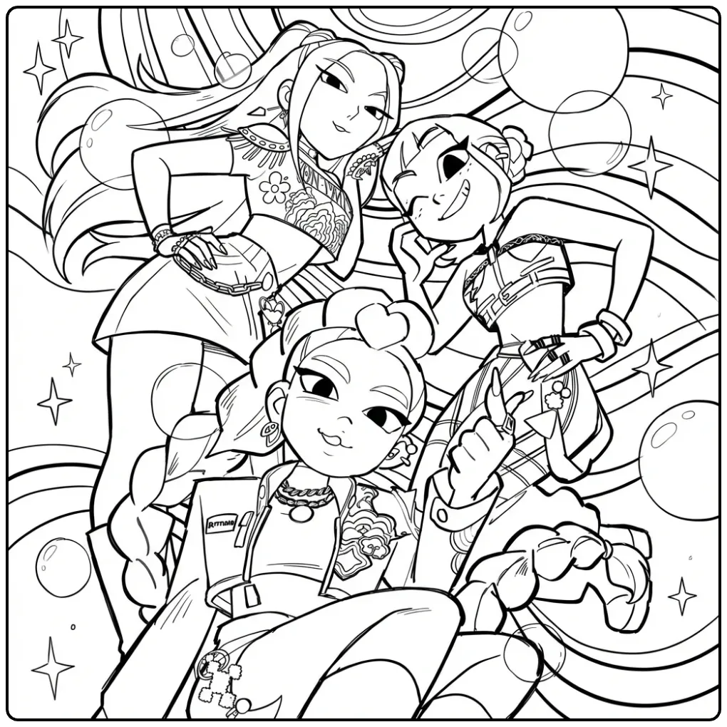 KPop Demon Hunters fan coloring page