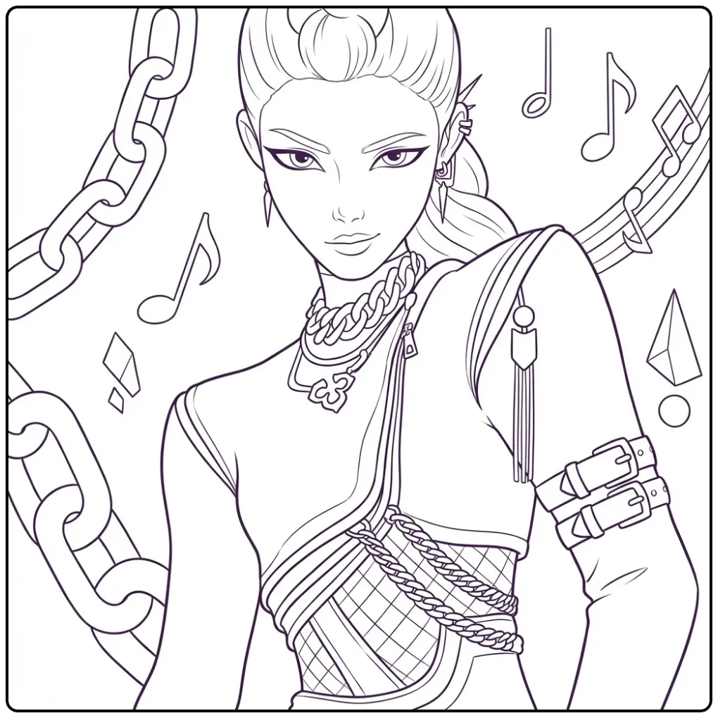 KPop Demon Hunters Rumi coloring page sheet