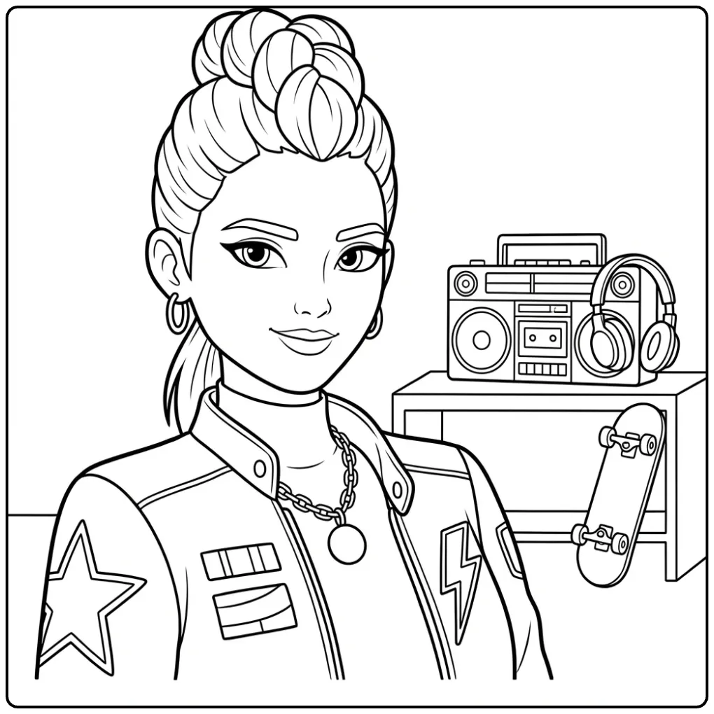 KPop Demon Hunters Rumi fan art coloring page